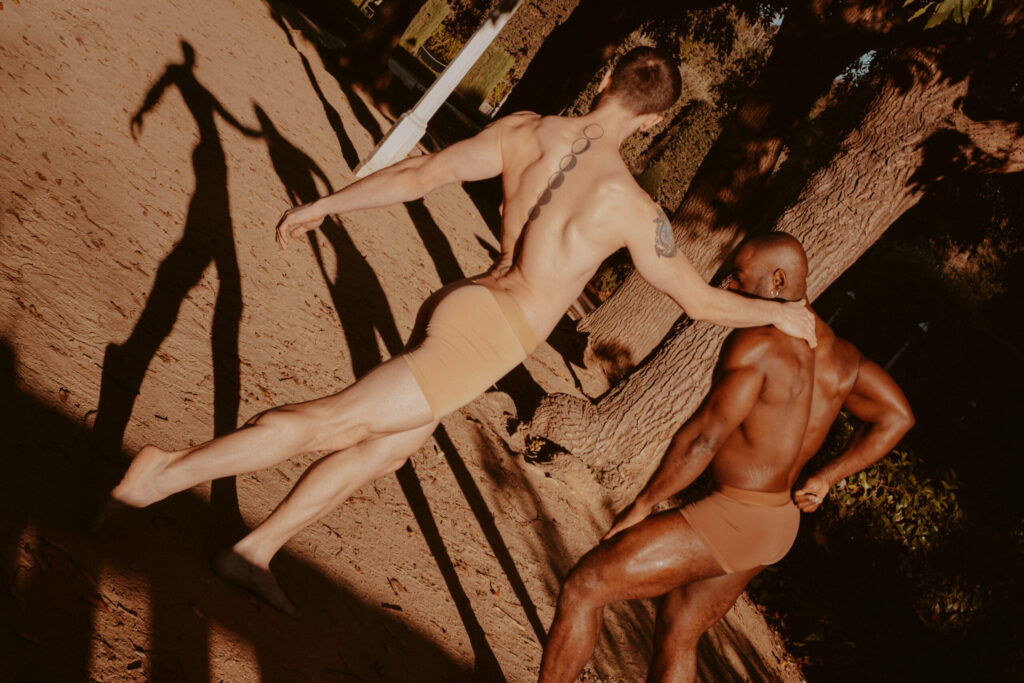 Male lingerie photoshoot in nature