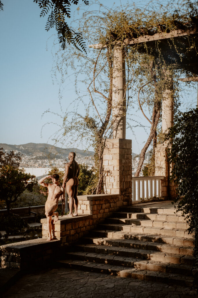 Male lingerie photoshoot in nature