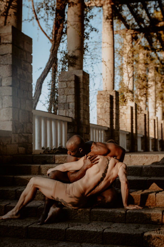 Male lingerie photoshoot in nature