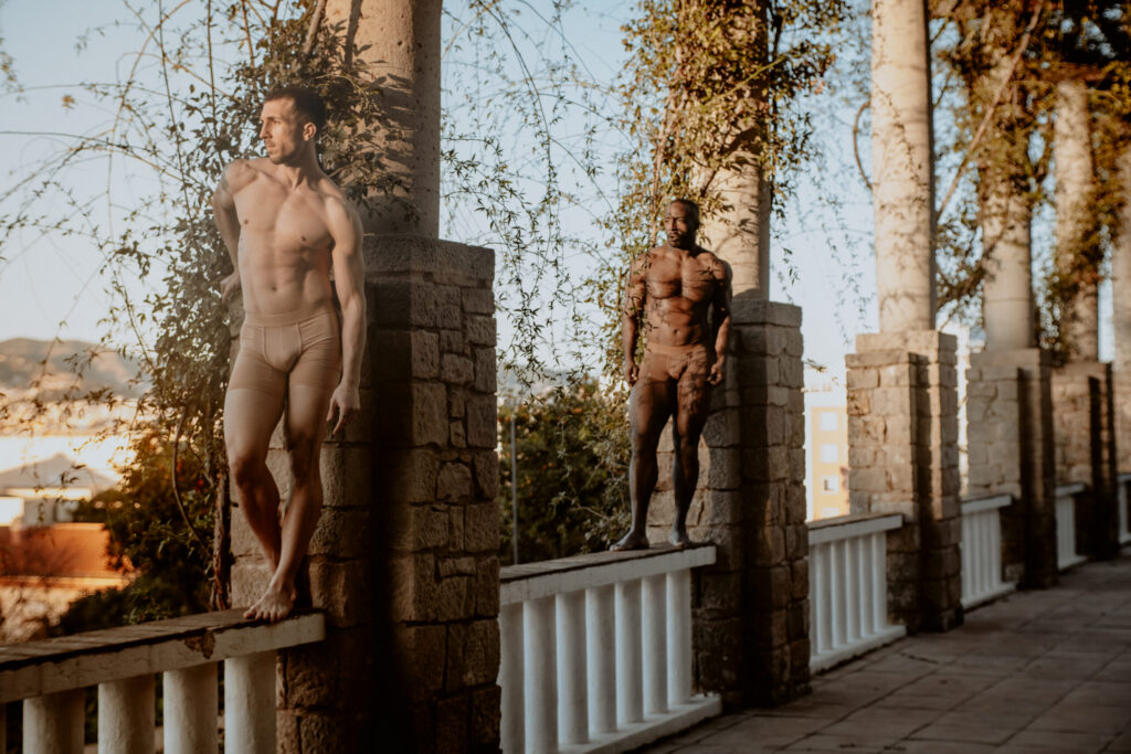 Male lingerie photoshoot in nature