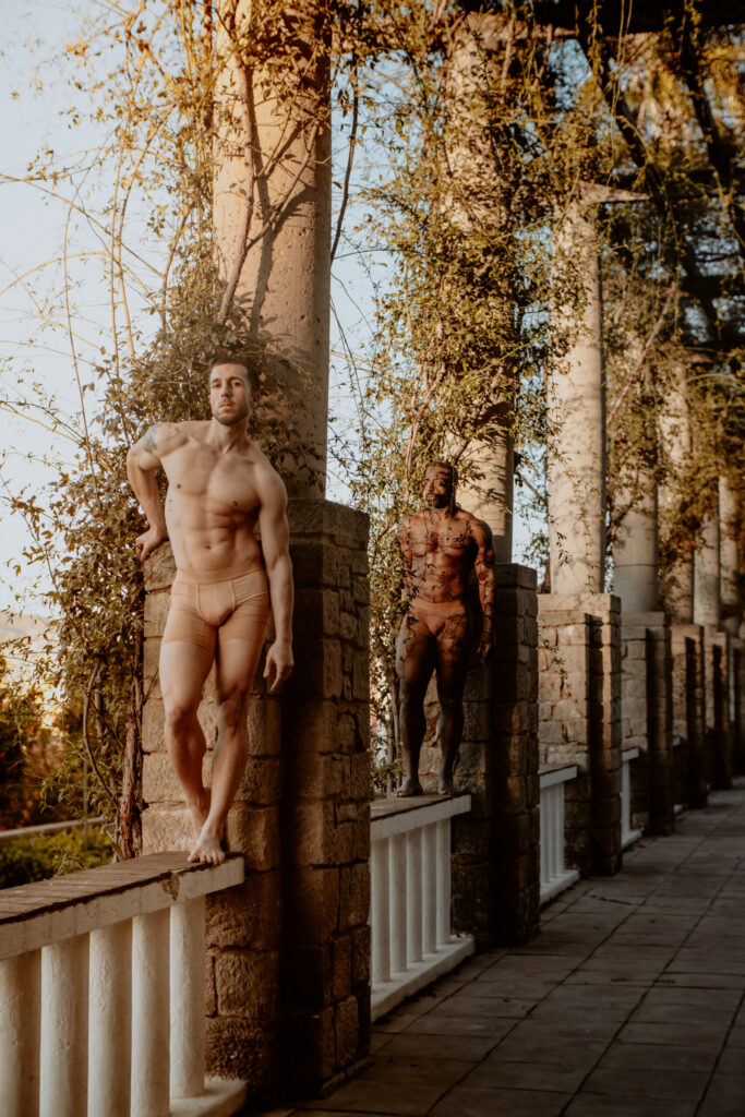 Male lingerie photoshoot in nature