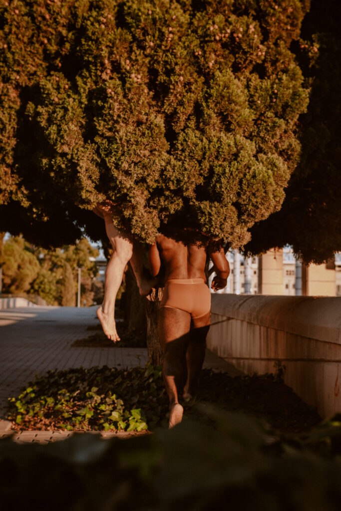 Male lingerie photoshoot in nature