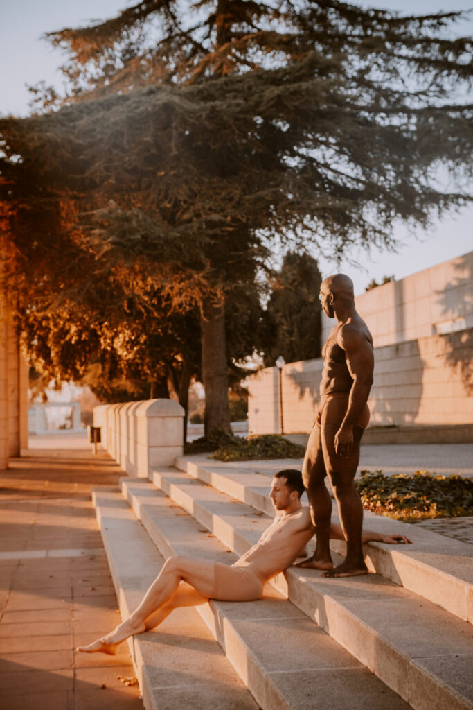 Male lingerie photoshoot in nature