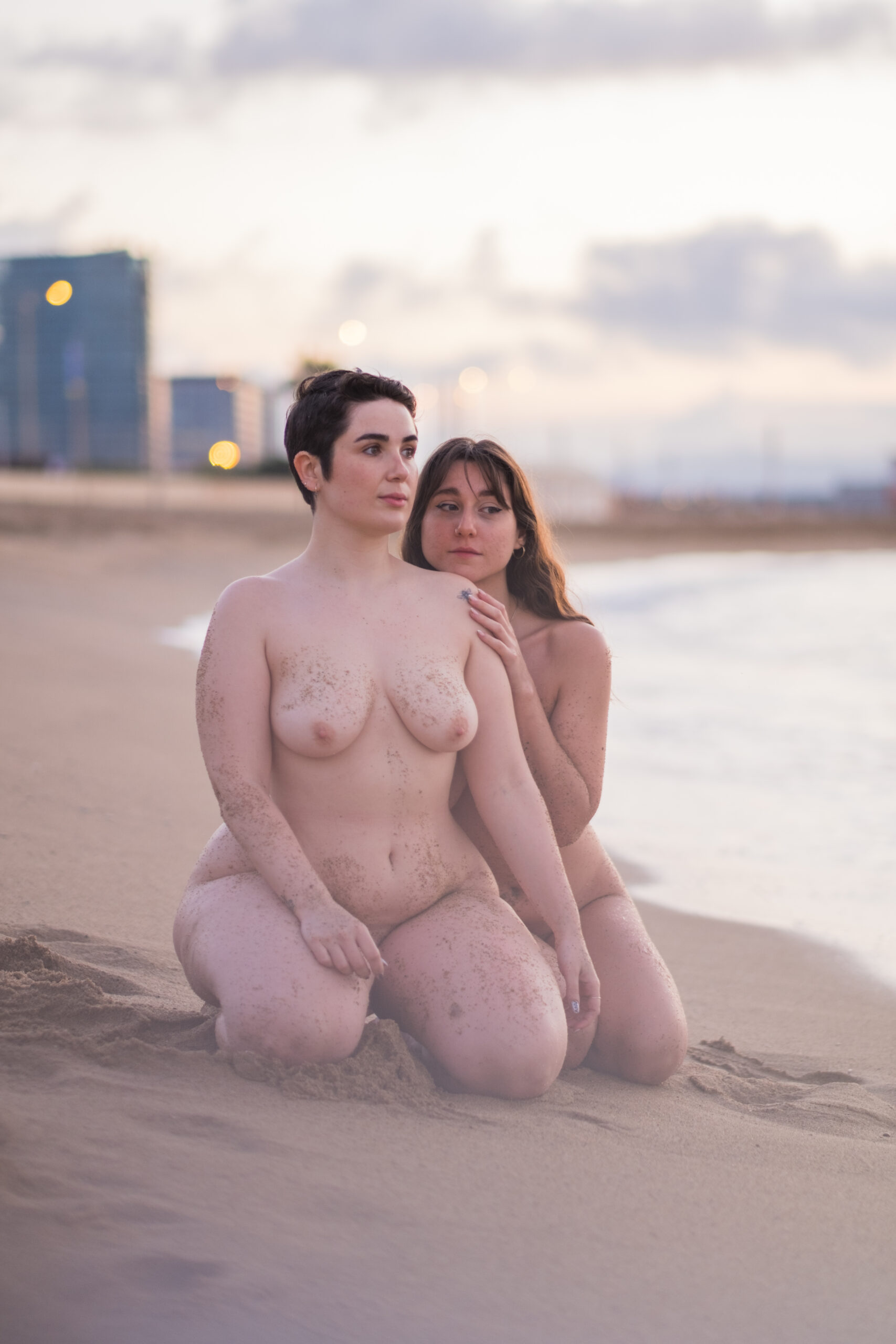 Nude photoshoot on the beach. Conscious photography workshop 