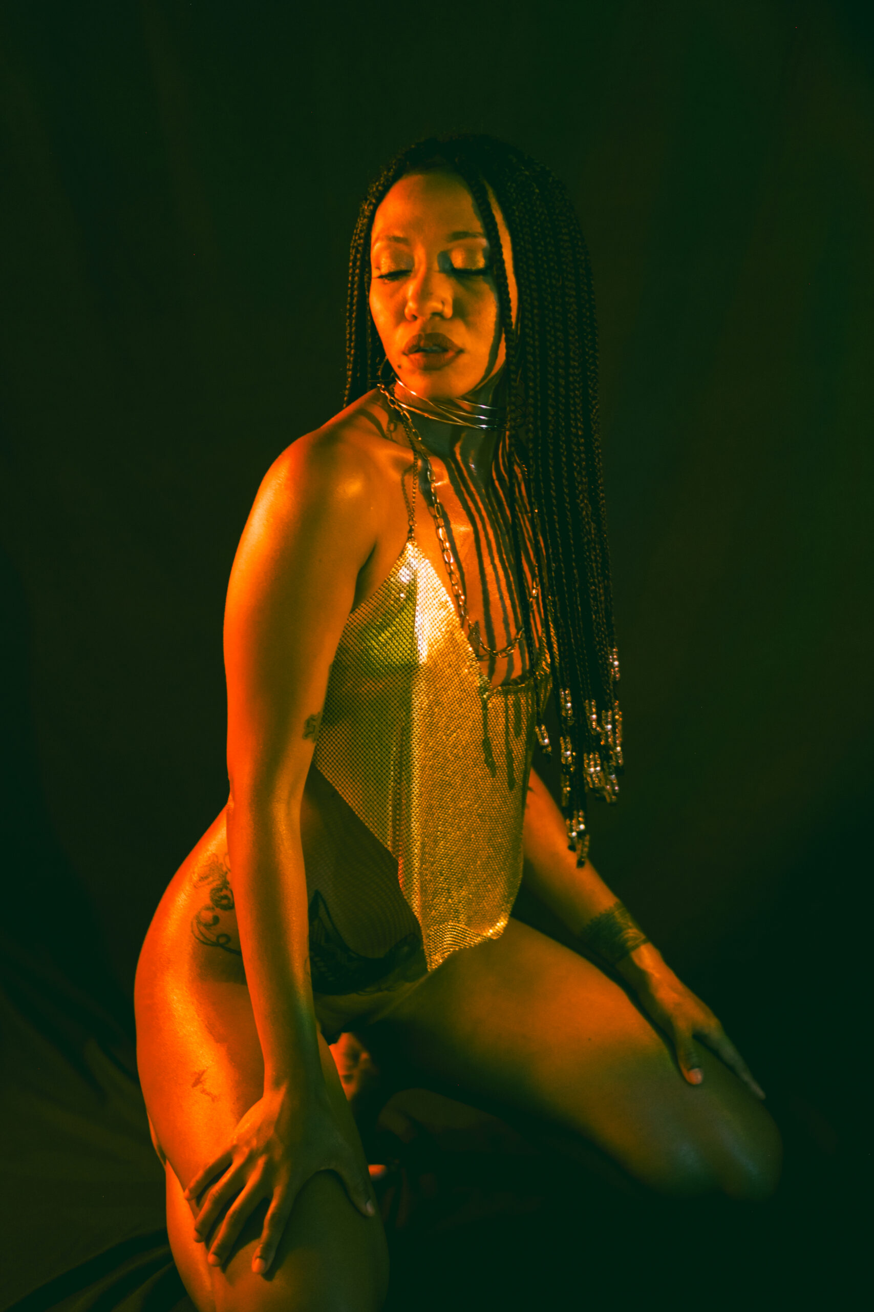 Studio photo session with artificial light