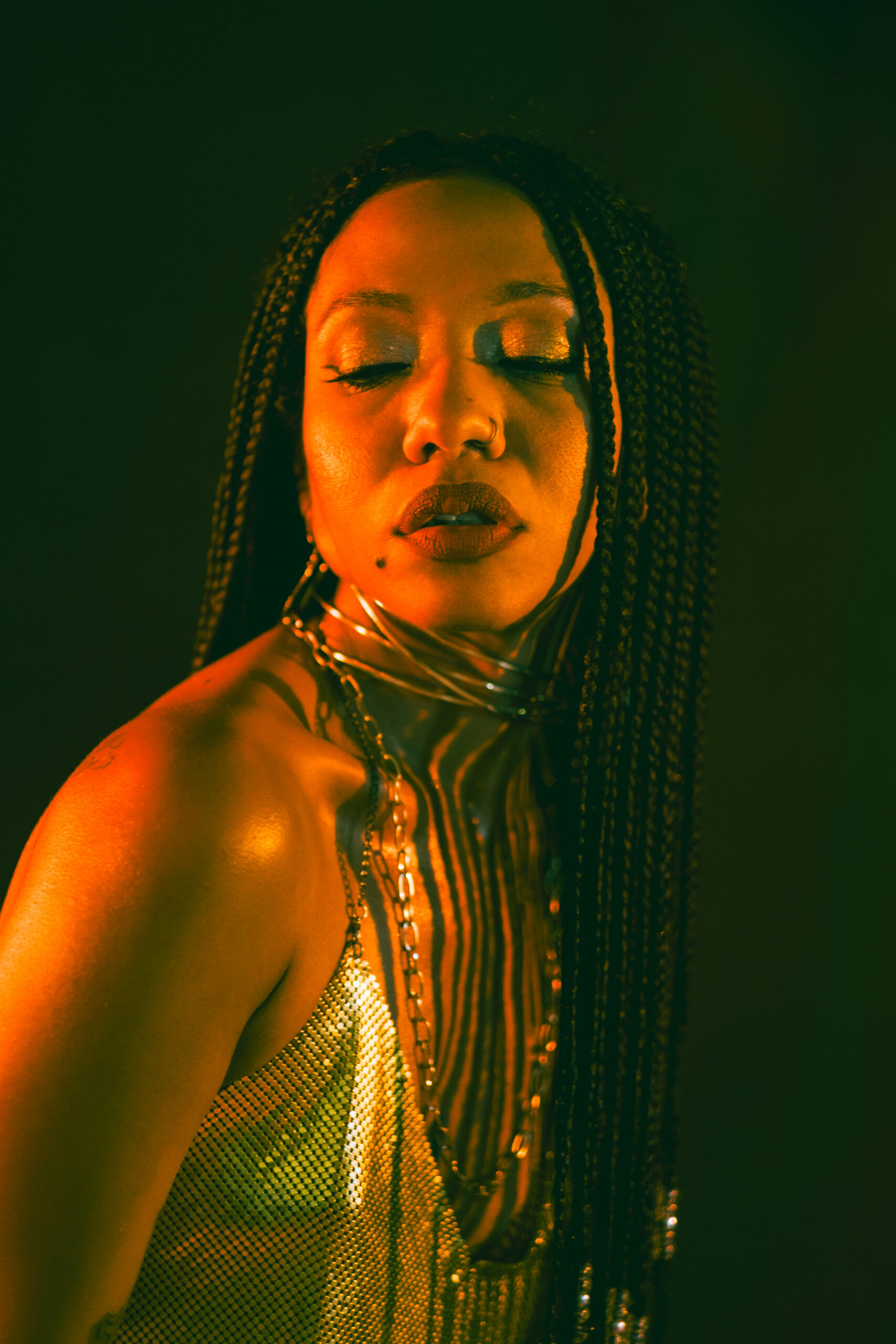 Studio photo session with artificial light