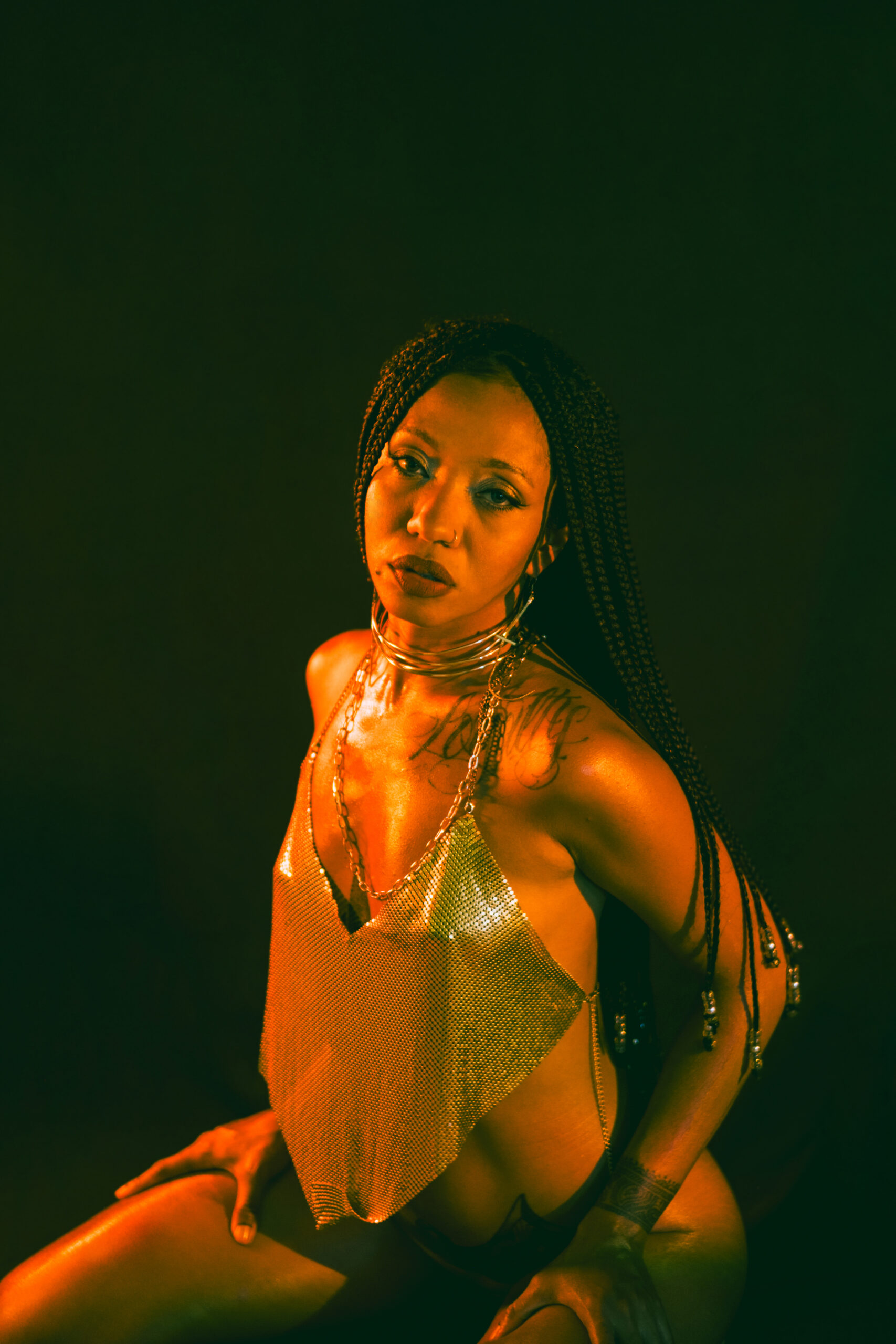 Studio photo session with artificial light