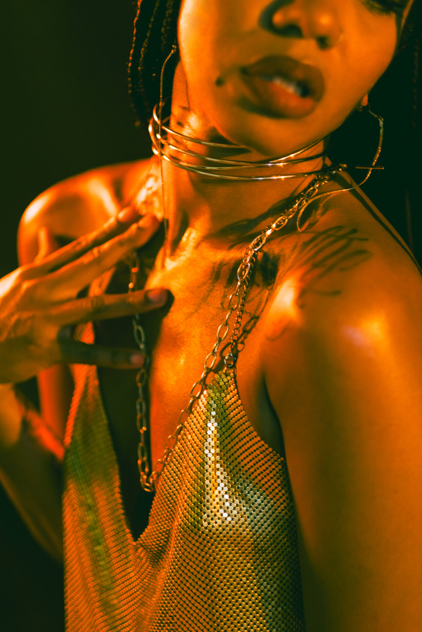 Studio photo session with artificial light