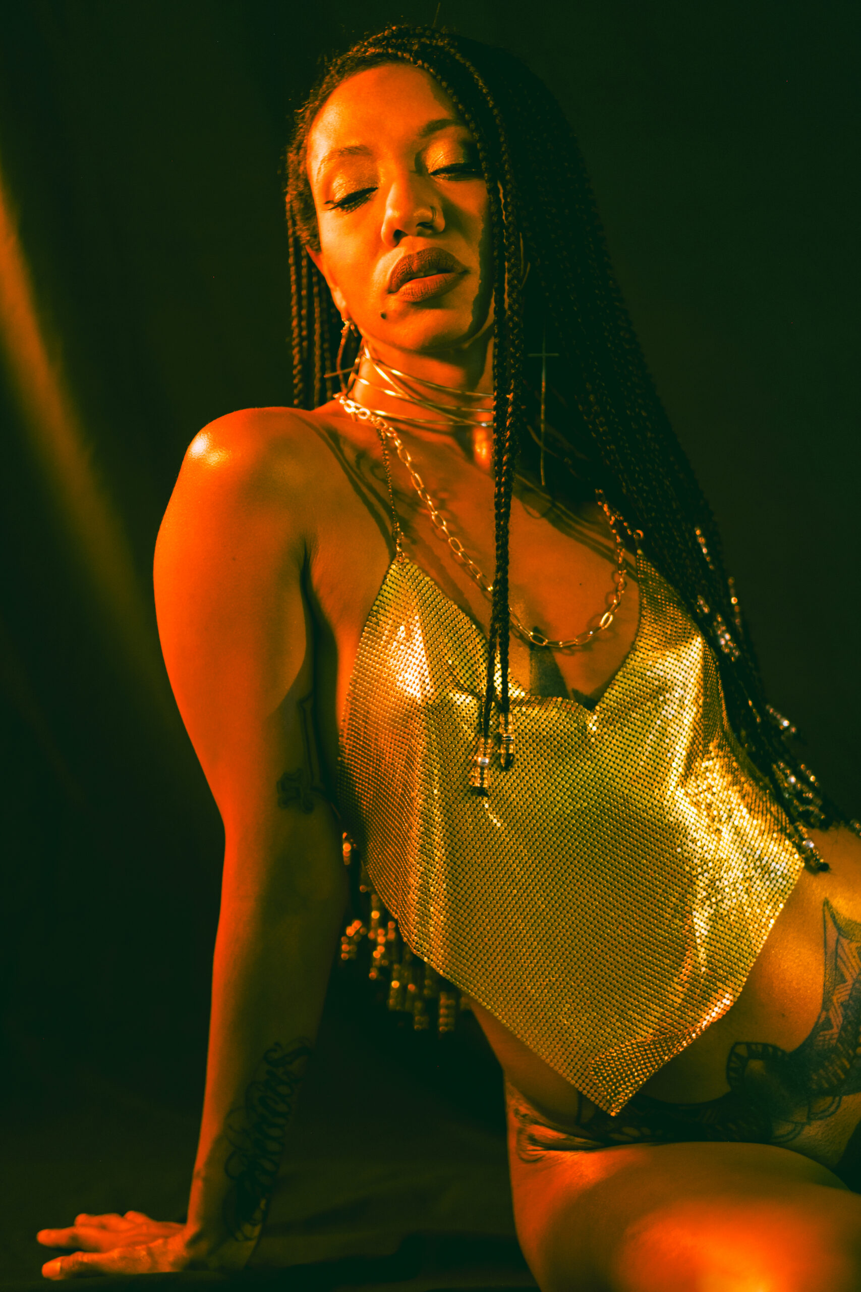 Studio photo session with artificial light