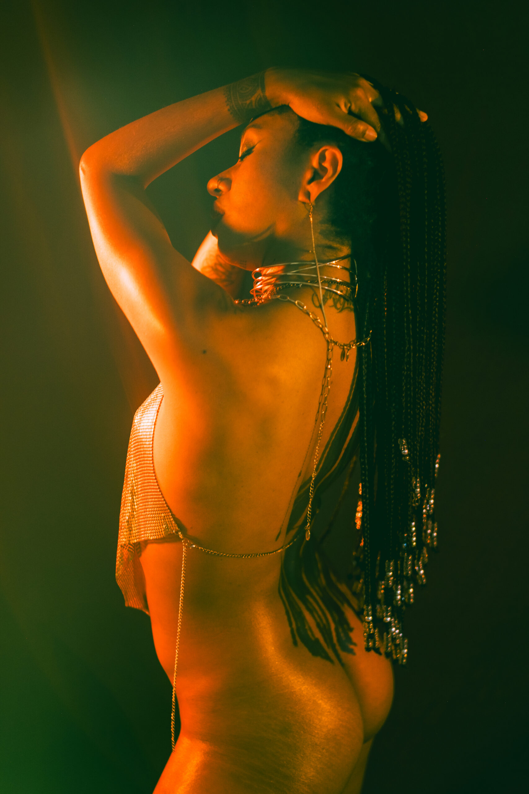 Studio photo session with artificial light