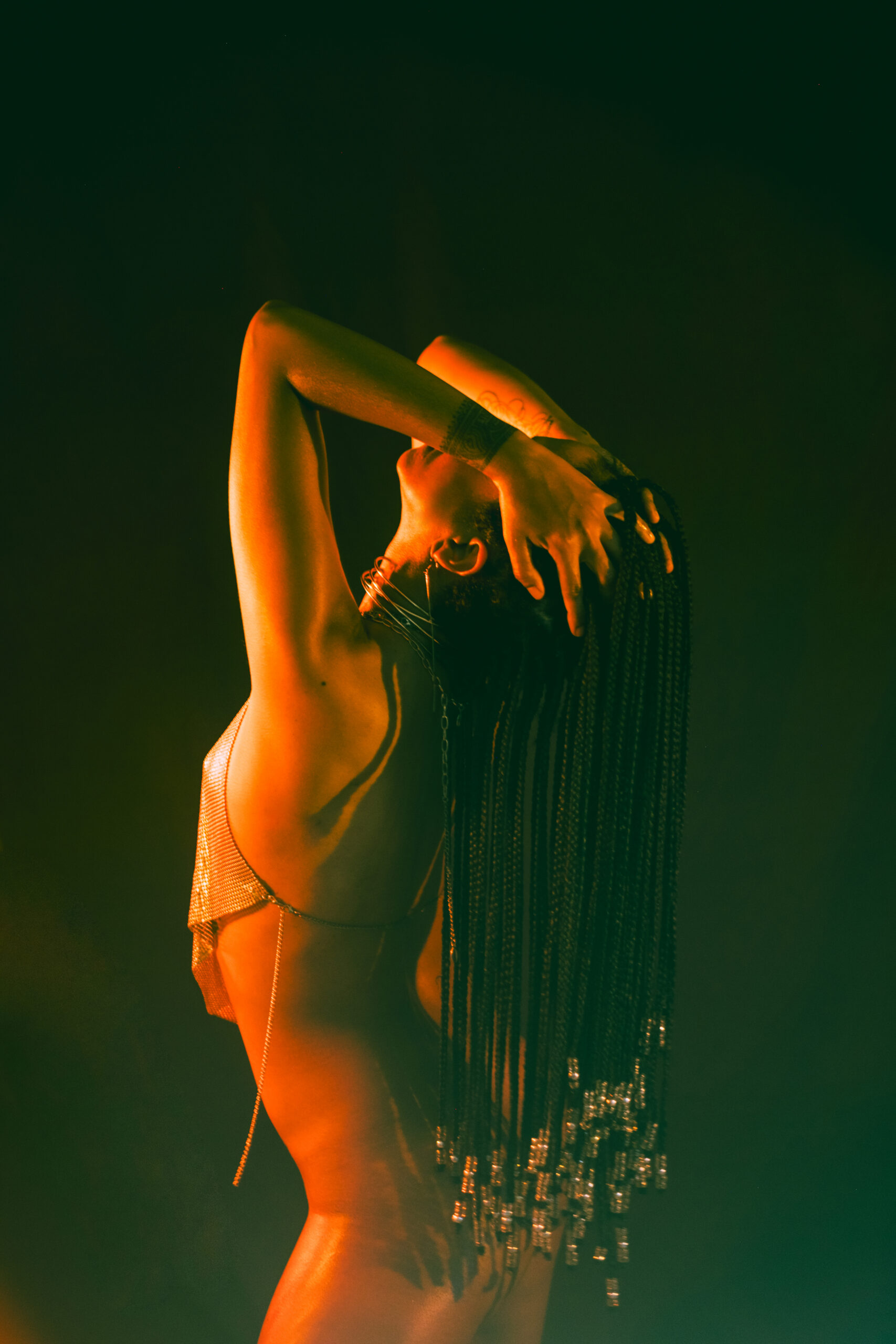 Studio photo session with artificial light