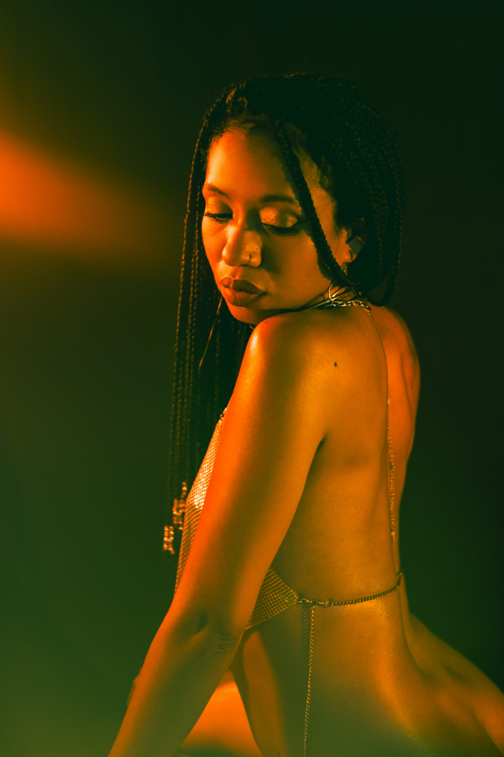 Studio photo session with artificial light