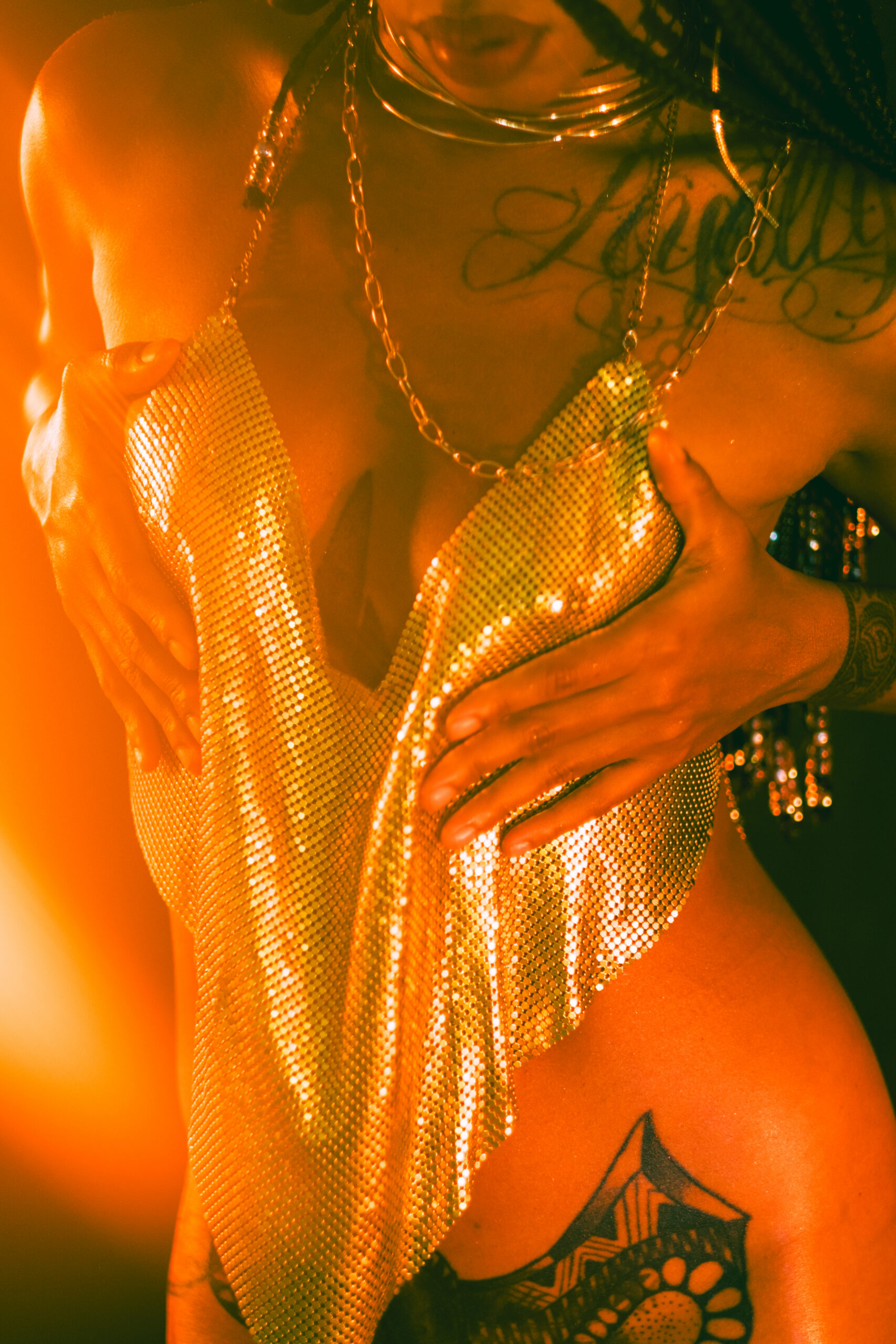 Studio photo session with artificial light