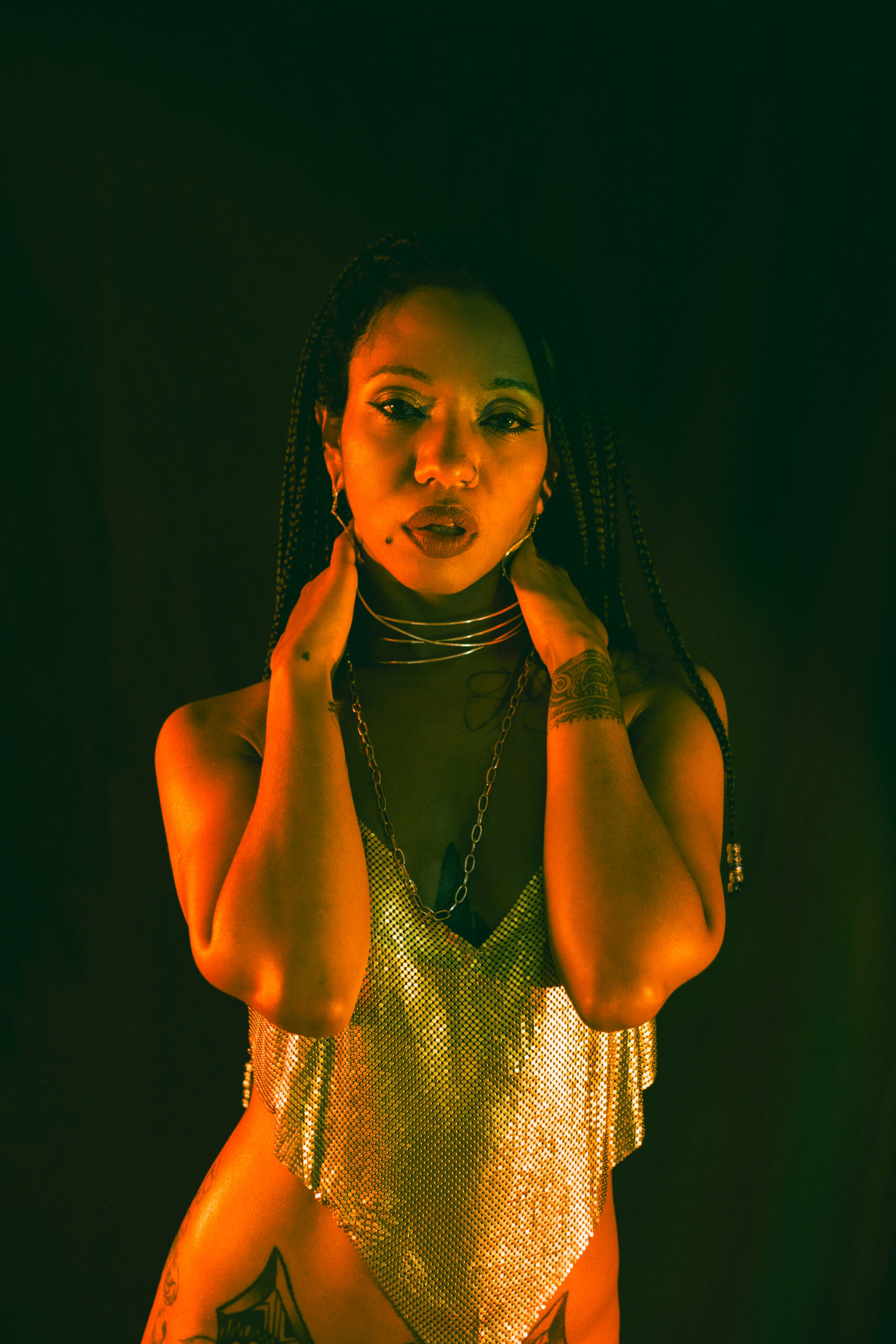 Studio photo session with artificial light