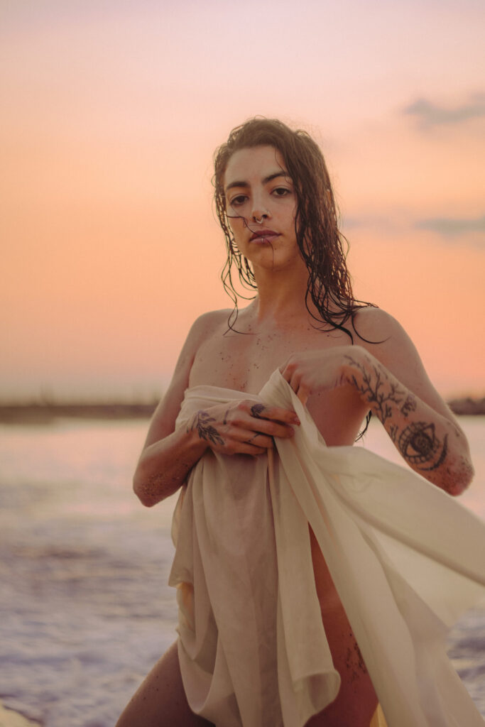 Sunrise photoshoot on the beach. Mindful photography workshop 